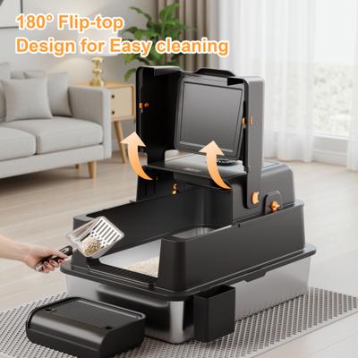 Show full view: Casfuy Upgraded Stainless Steel Cat Litter Box with Smart Odor Control System, XXX-Large, 100-L slide 3 of 8