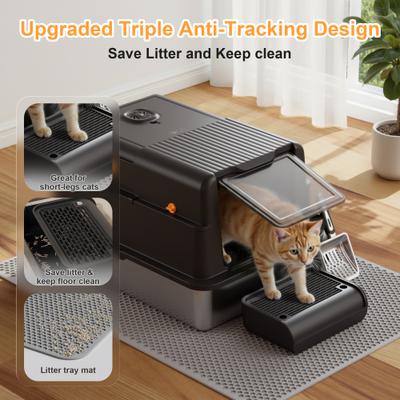 Show full view: Casfuy Upgraded Stainless Steel Cat Litter Box with Smart Odor Control System, XXX-Large, 100-L slide 6 of 8