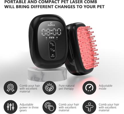 Show full view: PUPCA Cold Laser Red Light Therapy Brush for Dogs & Cats, Black slide 5 of 11