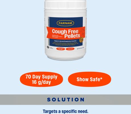 Show full view: Farnam Cough Free Pellets Respiratory Health Horse Supplement, 2.5-lb jar, 70 Day Supply slide 6 of 9