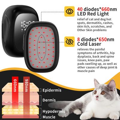 Show full view: PUPCA Cold Laser Red Light Therapy Brush for Dogs & Cats, Black slide 4 of 11
