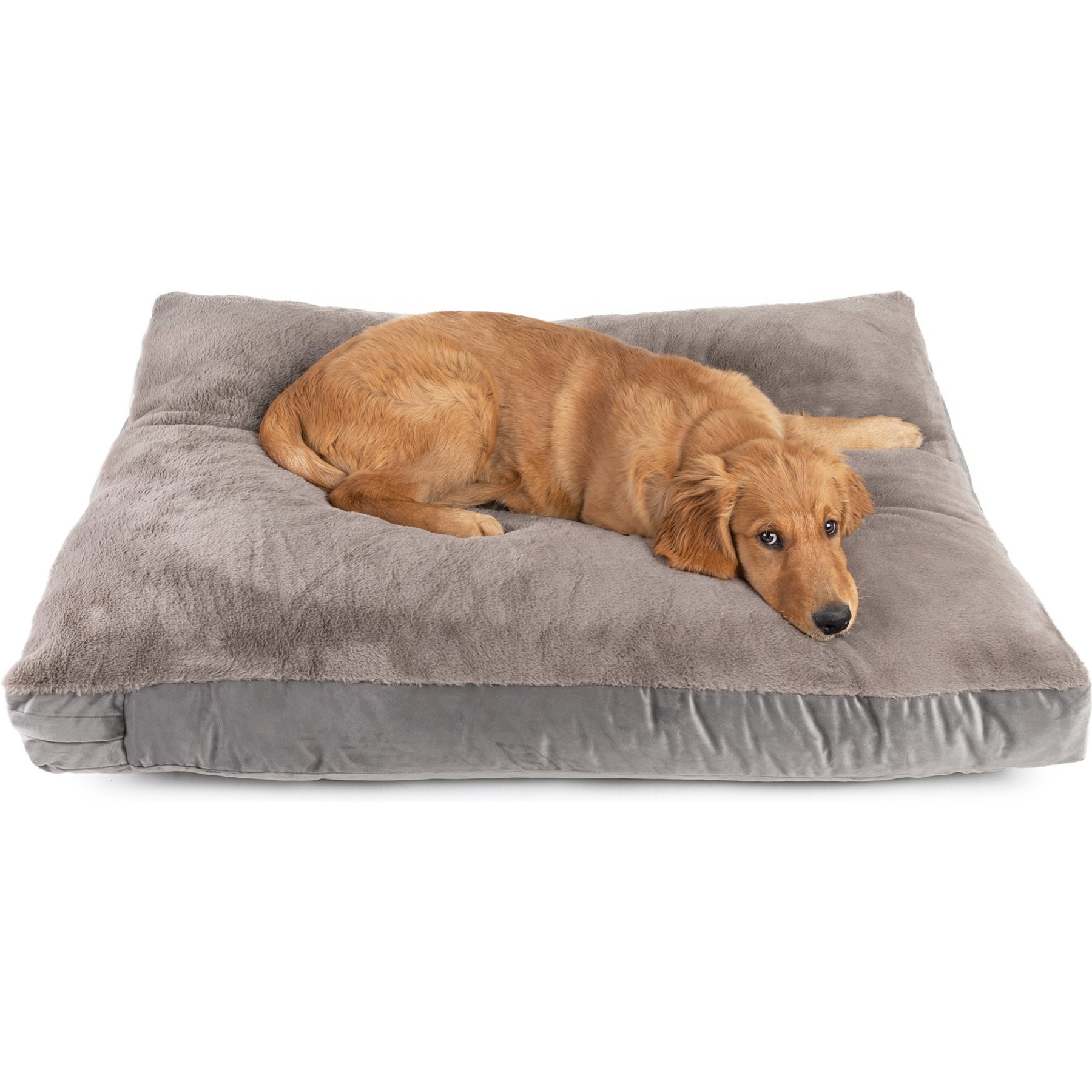 Sherry Kline Pet Collection Fur Velvet Reversible Dog Bed, Grey, 26 x 36 x 4-in