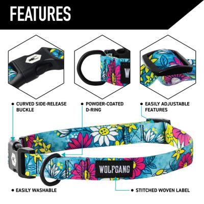 Show full view: Wolfgang LazyDaisy Polyester Standard Dog Collar, Large: 17.5 to 26.5-in neck, 1-in wide slide 4 of 8