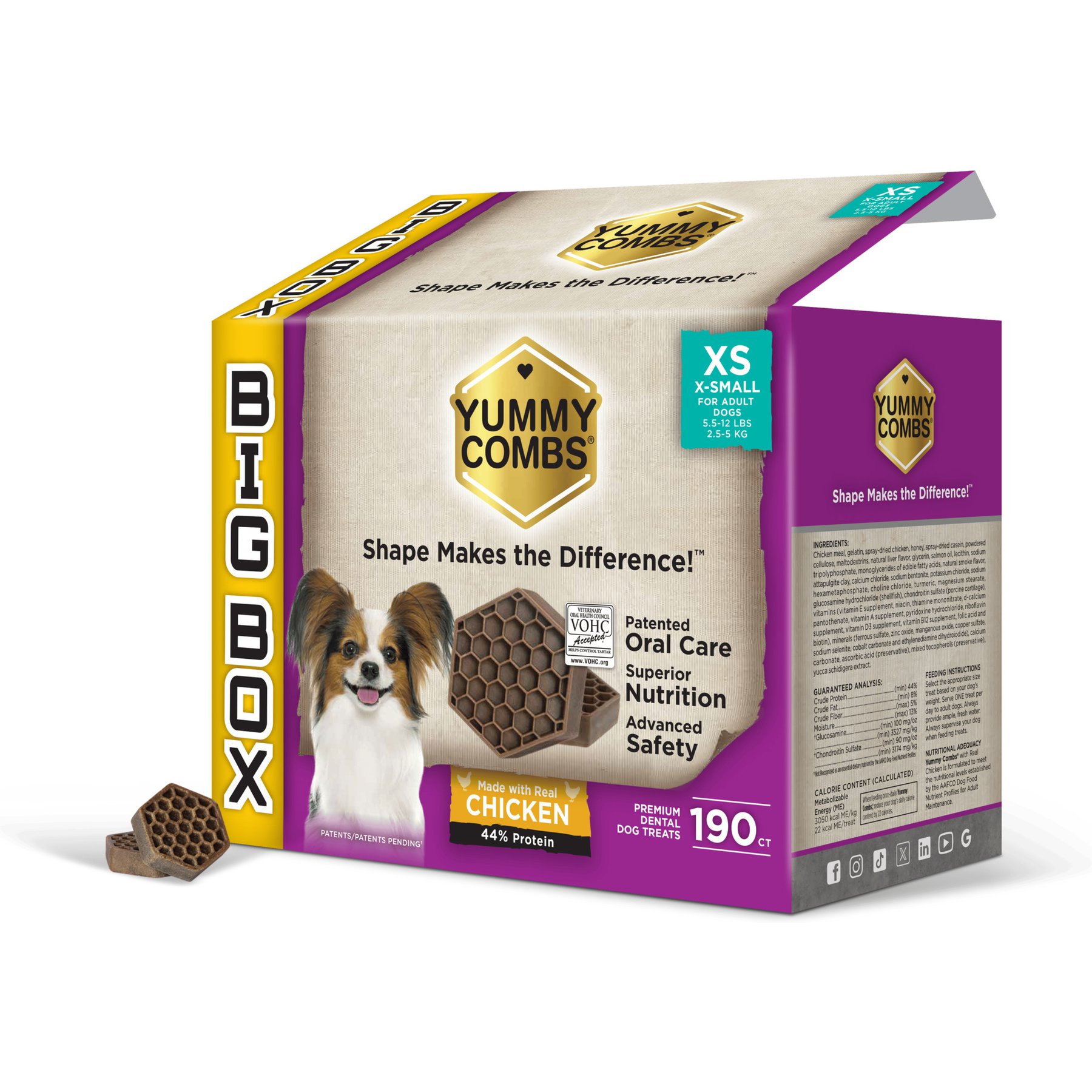Yummy Combs Natural Grain-Free Chicken X-Small Dental Dog Treats, 190 count
