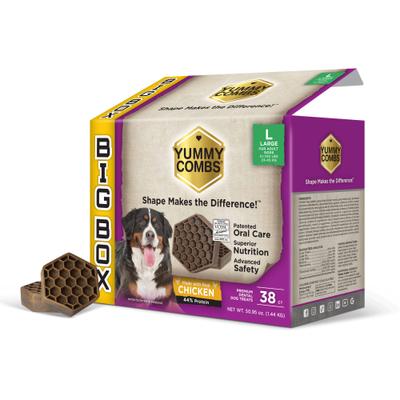 Show full view: Yummy Combs Big Box Carton Large Chicken Adult Dental Dog Treats, 38 count slide 1 of 9