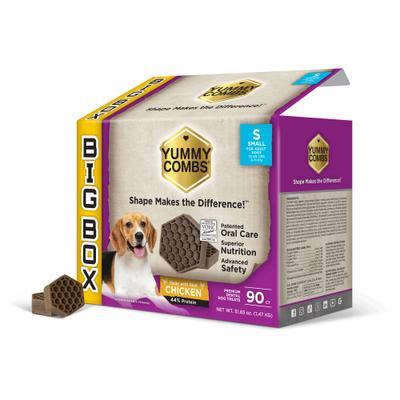 Show full view: Yummy Combs Big Box Carton Small Chicken Adult Dental Dog Treats, 90 count slide 1 of 9