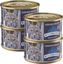 Blue Buffalo Wilderness Chicken High-Protein Grain-Free Pate Adult Wet Cat Food, 3-oz can, case of 4