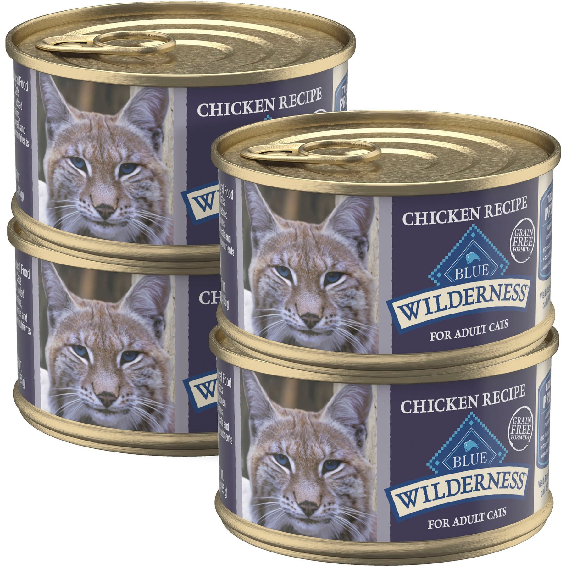 Blue Buffalo Wilderness Chicken High-Protein Grain-Free Pate Adult Wet Cat Food, 3-oz can, case of 4