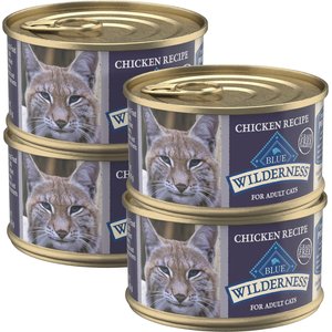 Blue Buffalo Wilderness Chicken High-Protein Grain-Free Pate Adult Wet Cat Food, 3-oz can, case of 4