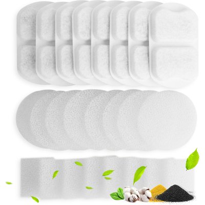 OneIsAll OneIsAll Stainless Steel Dog & Cat Water Fountain Replacement Filters, 8 count, Large: 7-L