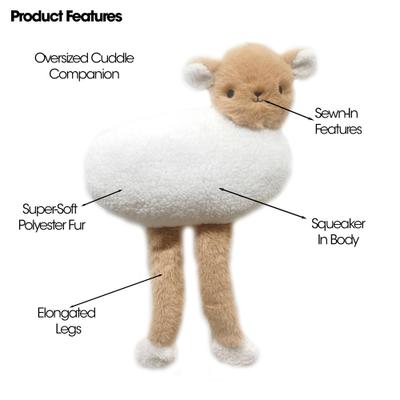 Show full view: PetRageous Designs Athena Plush Lamb Oversized Stuffed Squeak Toy, White, 19-in slide 3 of 3