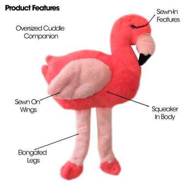 Show full view: PetRageous Designs Josey Plush Flamingo Oversized Stuffed Squeak Toy, Pink, 19-in slide 3 of 3