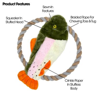 Show full view: Eddie Bauer 10-in Rope Toy with Fish Plush Dog Toy, Green/White slide 4 of 5