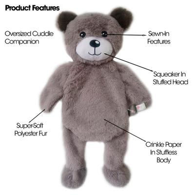 Show full view: PetRageous Designs Beau the Bear 18-in Squeak & Crinkle Plush Dog Toy, Grey slide 3 of 3