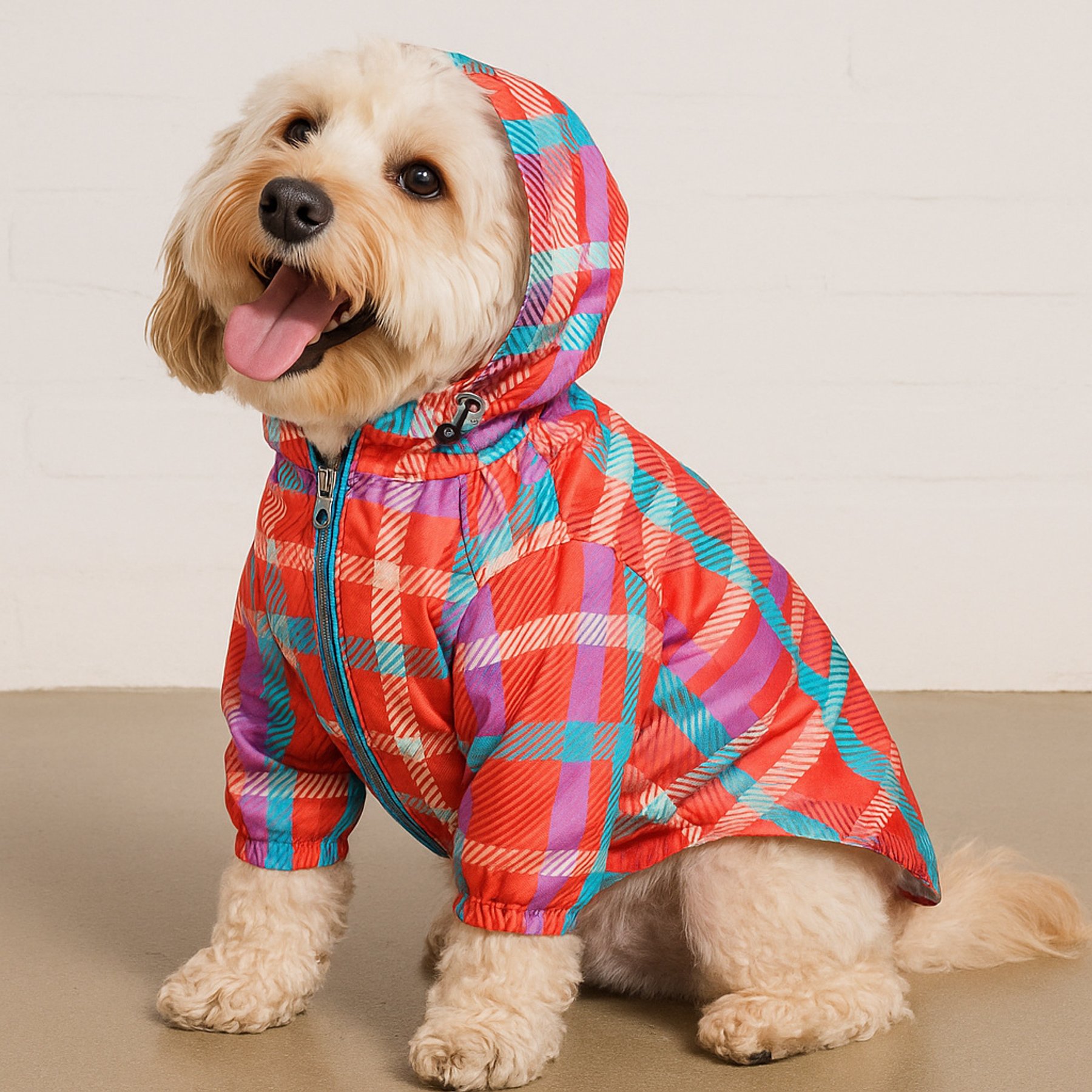 Found My Animal Colorblock Plaid Dog Jacket, Large