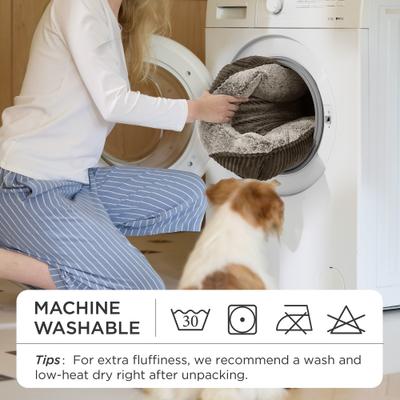 Show full view: Bedsure Square Bolster Dog Bed, Brown, Medium Plus slide 7 of 11