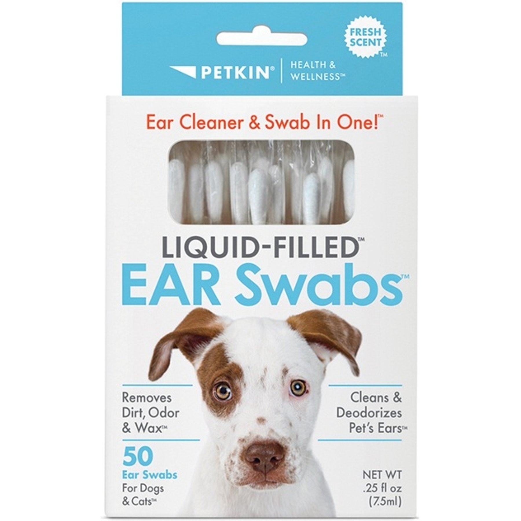 Petkin Liquid-Filled Fresh Scent Pet Ear Swabs, 50 count