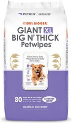 Petkin Giant XL Big N Thick Lavender Dog Grooming Wipes, 80 count