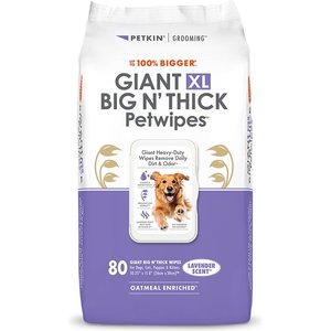 Petkin Giant XL Big N Thick Lavender Dog Grooming Wipes, 80 count