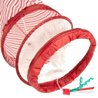 Show full view: SmartyKat Christmas Fringe Frenzy Holiday Cat Tunnel Toy, Red slide 8 of 10
