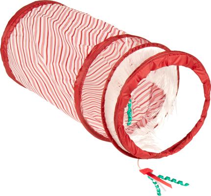 Show full view: SmartyKat Christmas Fringe Frenzy Holiday Cat Tunnel Toy, Red slide 5 of 10