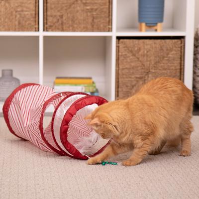 Show full view: SmartyKat Christmas Fringe Frenzy Holiday Cat Tunnel Toy, Red slide 4 of 10