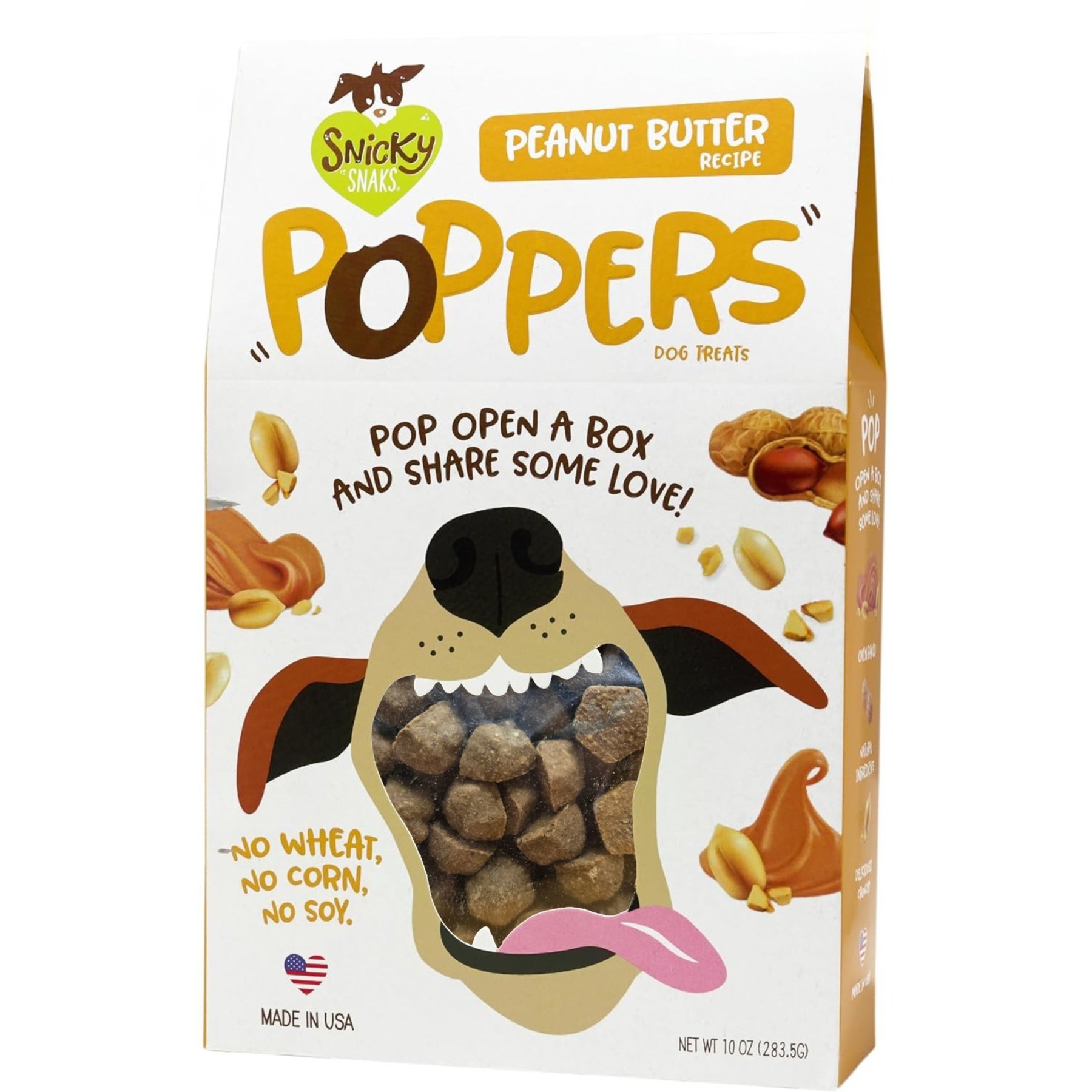 Snicky Snaks Poppers Peanut Butter Adult Crunchy Dog Treats, 10-oz bag