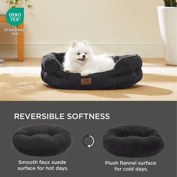 Show full view: Bedsure Round Orthopedic Bolster Anti-Slip Puppy & Kitten Bed with Washable Pillow Cushion, Black, Medium slide 3 of 8