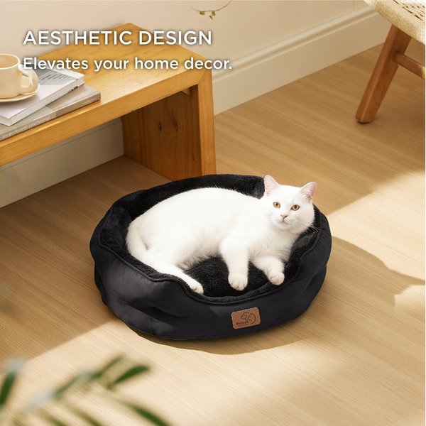 Show full view: Bedsure Round Orthopedic Bolster Anti-Slip Puppy & Kitten Bed with Washable Pillow Cushion, Black, Small slide 5 of 8