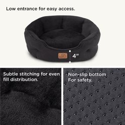 Bedsure Round Orthopedic Bolster Anti-Slip Puppy & Kitten Bed with Washable Pillow Cushion, Black, Small slide 2 of 7