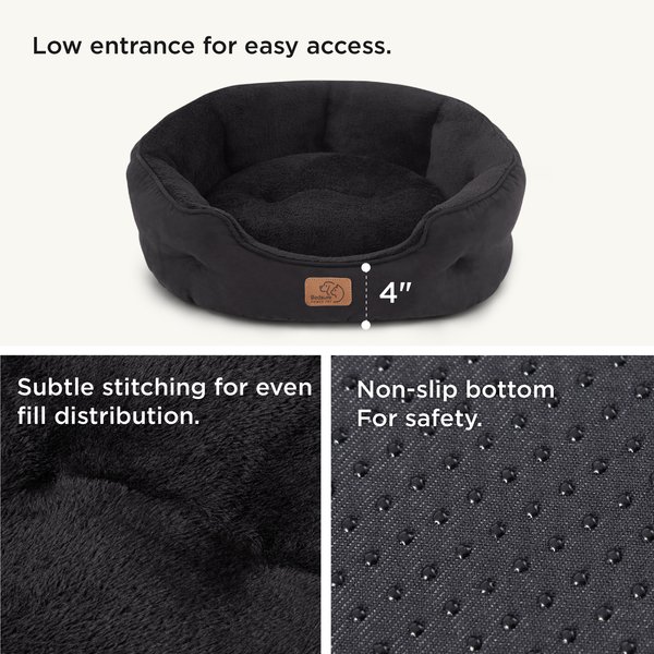Show full view: Bedsure Round Orthopedic Bolster Anti-Slip Puppy & Kitten Bed with Washable Pillow Cushion, Black, Small slide 4 of 8