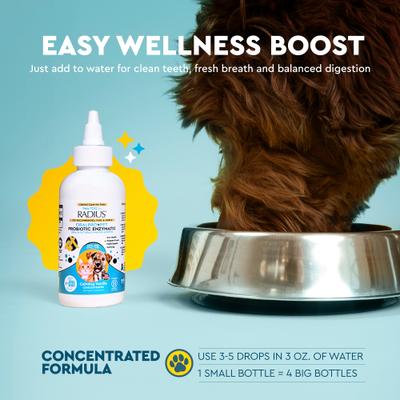 Show full view: RADIUS OralPro+ Vanilla Flavored Dog Probiotic Dental Water Additive Enzymatic Concentrate, 4-fl oz slide 6 of 11