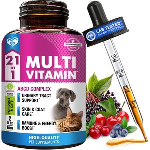 Beloved Pets 21-in-1 Multivitamin Liquid with Glucosamine & Cranberry for Overall Wellness Support in Dogs & Cats, 60 mL