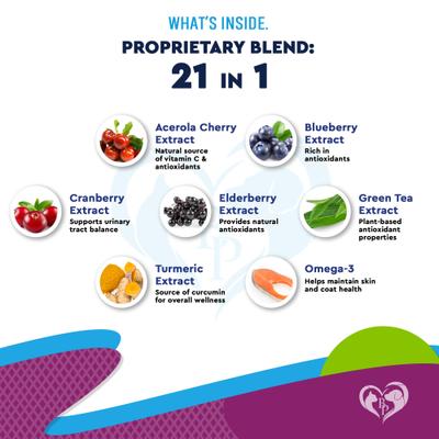 Show full view: Beloved Pets 21-in-1 Multivitamin Liquid with Glucosamine & Cranberry for Overall Wellness Support in Dogs & Cats, 60 mL slide 6 of 11
