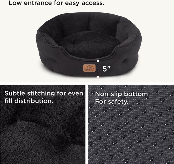Show full view: Bedsure Round Orthopedic Bolster Anti-Slip Puppy & Kitten Bed with Washable Pillow Cushion, Black, Medium slide 4 of 8