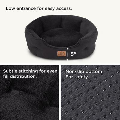 Show full view: Bedsure Round Bolster Anti-Slip Puppy & Kitten Bed with Washable Pillow Cushion, Black, Medium slide 4 of 10