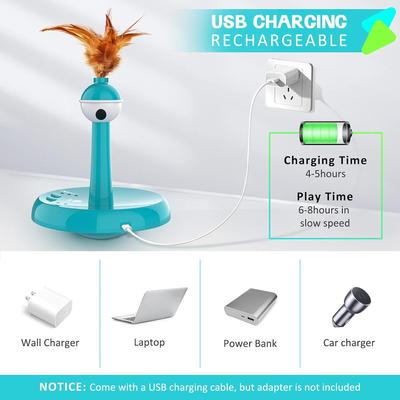 Show full view: PetNF 3-in-1 Rechargeable Automatic Interactive Tumbler Cat Laser Toy, Tiffany Blue, 6 x 6 x 5-in slide 4 of 7