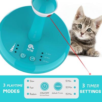 Show full view: PetNF 3-in-1 Rechargeable Automatic Interactive Tumbler Cat Laser Toy, Tiffany Blue, 6 x 6 x 5-in slide 2 of 7