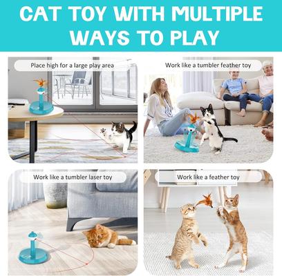 Show full view: PetNF 3-in-1 Rechargeable Automatic Interactive Tumbler Cat Laser Toy, Tiffany Blue, 6 x 6 x 5-in slide 3 of 7