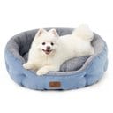 Bedsure Round Orthopedic Bolster Anti-Slip Puppy & Kitten Bed with Washable Pillow Cushion, Frost Blue, Medium