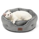 Bedsure Round Orthopedic Bolster Anti-Slip Puppy & Kitten Bed with Washable Pillow Cushion, Grey, Small