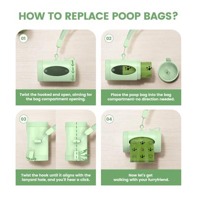 Show full view: Pawview Leash Attachment Smart Holder Dog Poop Bag Dispenser with Bags, Carabiner Clip & Swivel Hook Design, 105 count, Lavender Scent, Green slide 9 of 12