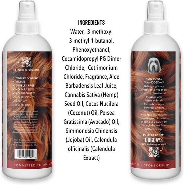 Show full view: Pride+Groom Dog Days Dog Detangling Spray, 16-fl oz bottle slide 2 of 9