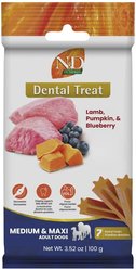 Farmina N&D Pumpkin Lamb, Pumpkin, & Blueberry Medium & Maxi Dental Dog Treats, 3.5-oz bag, 7-count