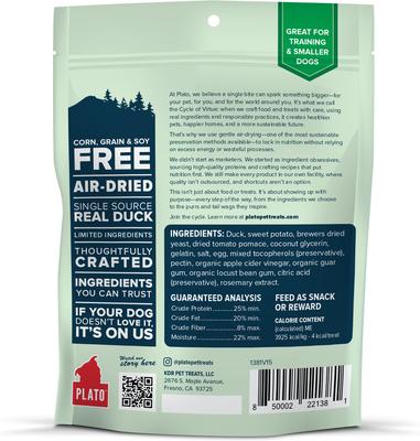 Show full view: Plato Small Bites Duck Grain-Free Dog Treats, 2.5-oz bag slide 3 of 11