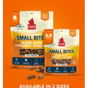 Plato Small Bites Organic Chicken Grain-Free Dog Treats, 6-oz bag