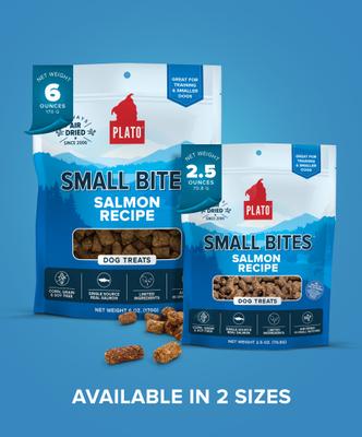 Show full view: Plato Small Bites Salmon Grain-Free Dog Treats, 6-oz bag slide 8 of 11