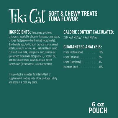 Show full view: Tiki Cat Soft & Chewy Tuna Flavor Grain-Free Cat Treat, 6-oz bag slide 4 of 11