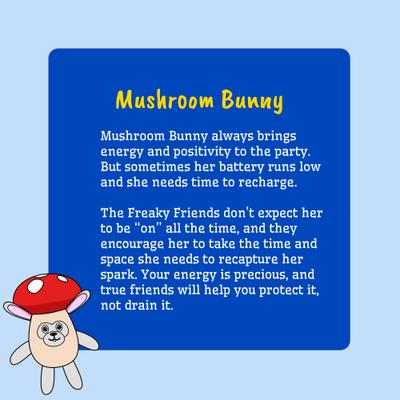 Show full view: Fikas Freaky Friends Mushroom Bunny Squeaky Emotional Support Plush Dog Toy, Red/Grey/White slide 5 of 6