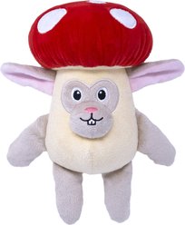 Fikas Freaky Friends Mushroom Bunny Squeaky Emotional Support Plush Dog Toy, Red/Grey/White